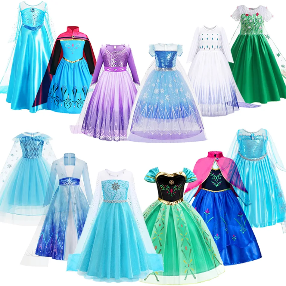 Elsa Dress for Girls Elsa Costume Snow Queen Anna Dress Cosplay Birthday Party Children Kids Carnival Girl Halloween Costume