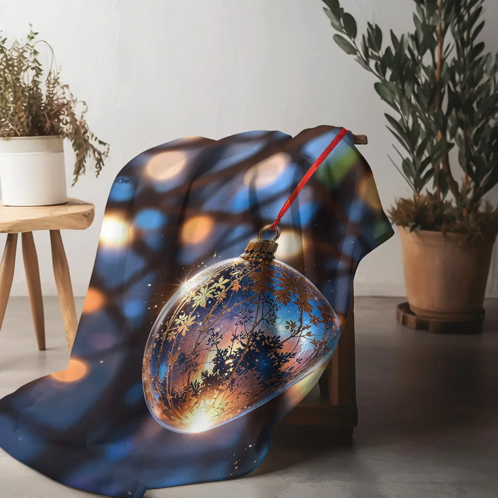 

Tuniu Christmas Ball Blanket Cozy Fleece Throw Sofa Bed Bedroom Decoration Gift Idea Warm Soft Throw Blanket