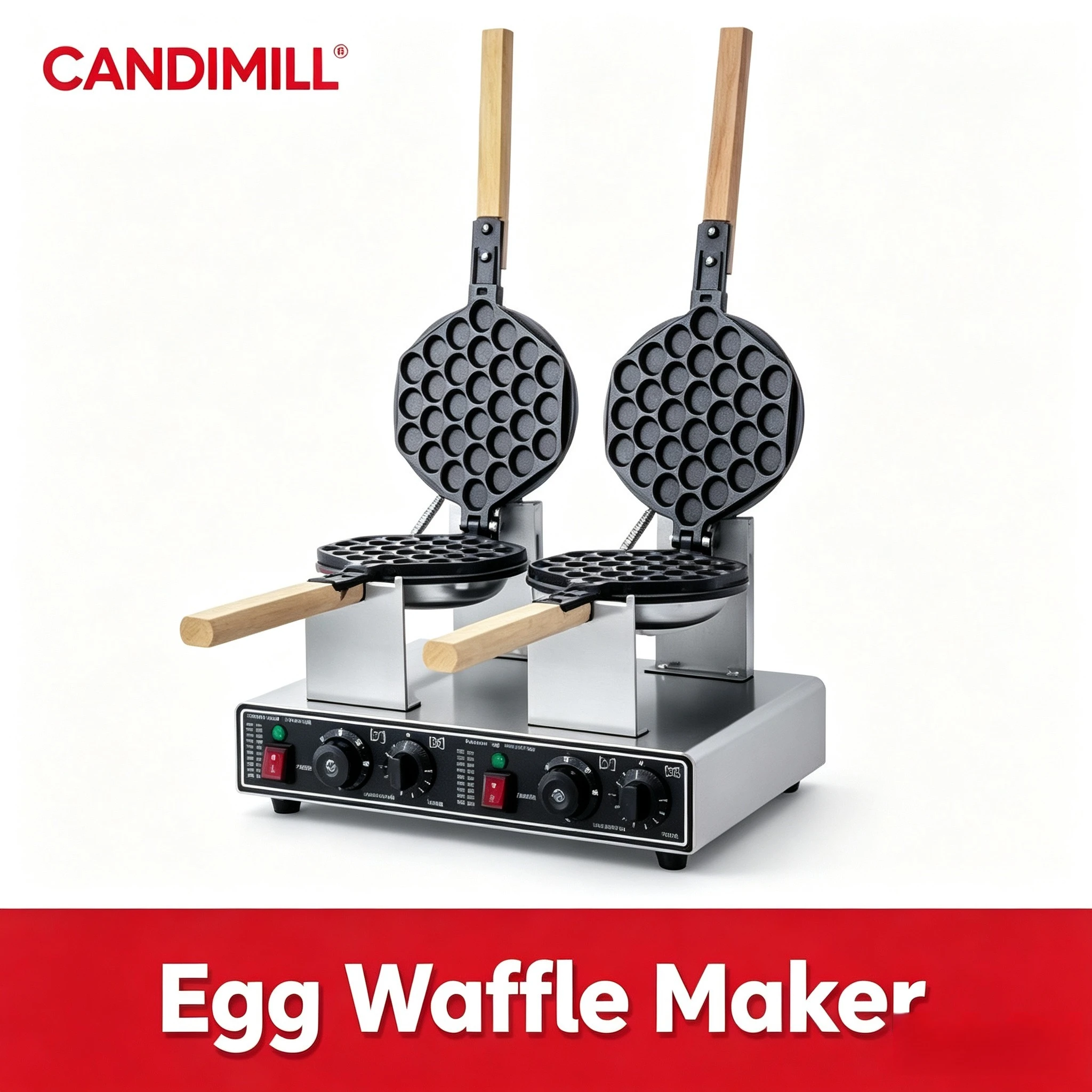 Thermostatic Electric Egg Puff Maker Commercial Desktop Egg Waffle Cake Griddle Fast Heating Waffle Baking Equipment