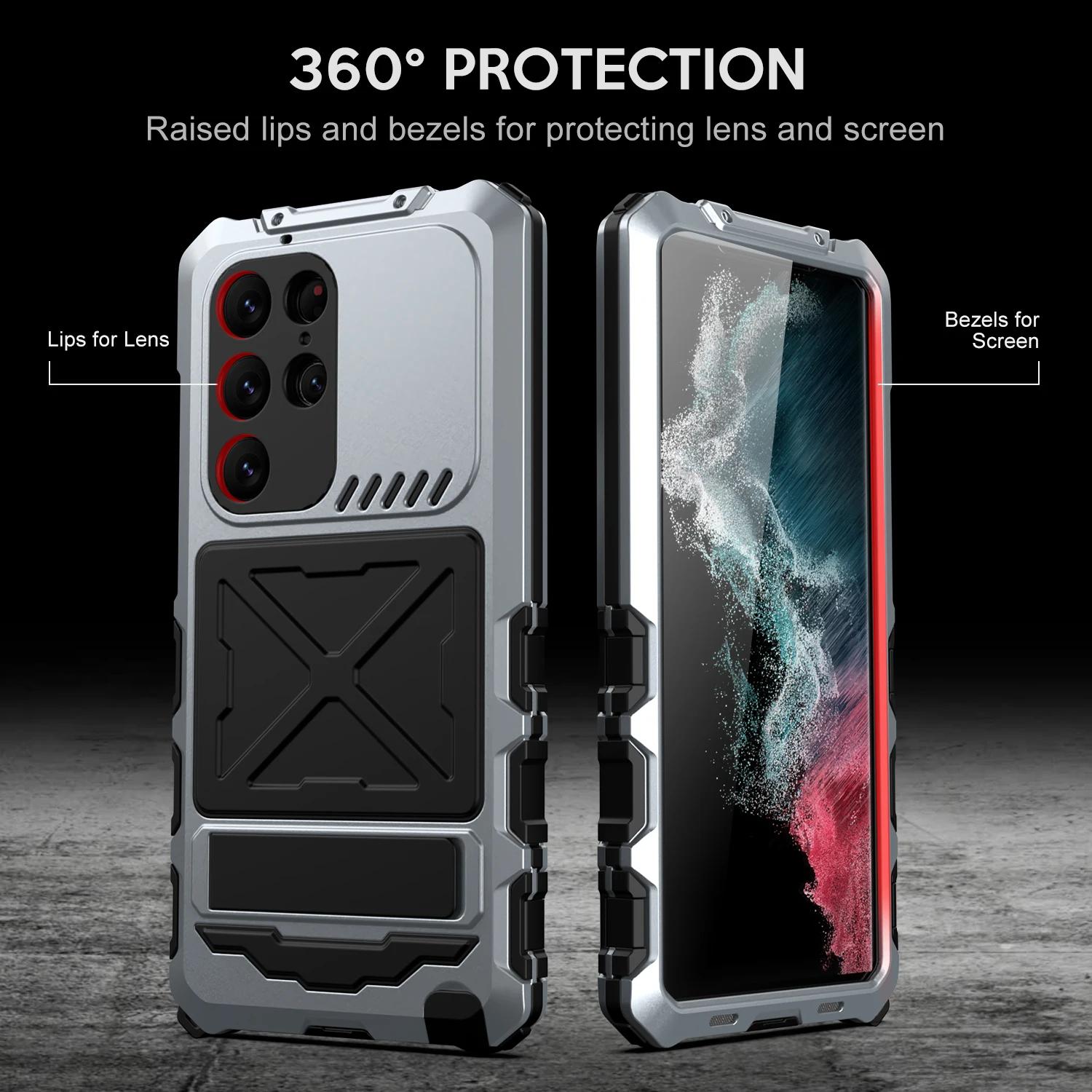 Heavy Duty Armor Metal Aluminum Phone Case For Samsung Galaxy S23 Ultra 5G Case 360 Full Protection Shockproof Cover