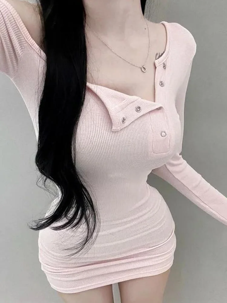 

Sexy Bodycon Dr pen Collar Long Sve Tight Fit Women's Faion Spring 2024 Chinese Brand Sexy Dr Body ape Highl...