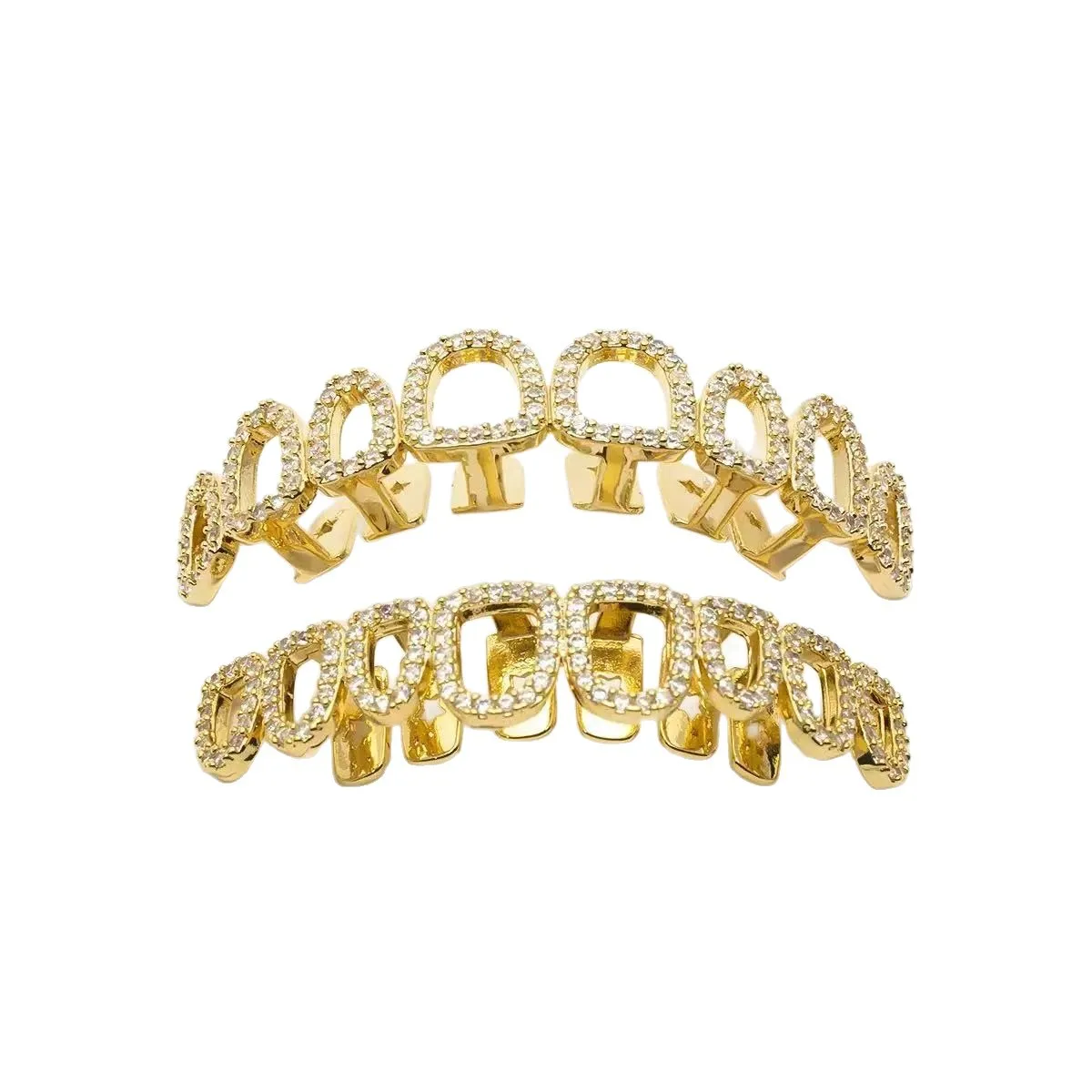 8 Tooth Grillz Top Bottom Set Iced Out CZ Diamond Gold Micro Pave Hip Hop Rapper Teeth Grills Wholesale Jewelry for Women Men