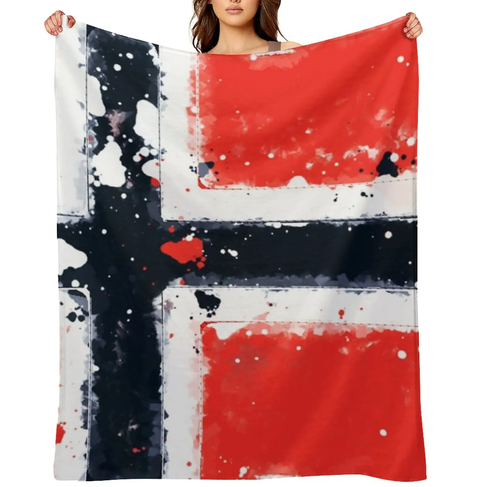 

Norway Grunge Flag Throw Blanket Bed Fashionable Comforter Retros Large Blankets