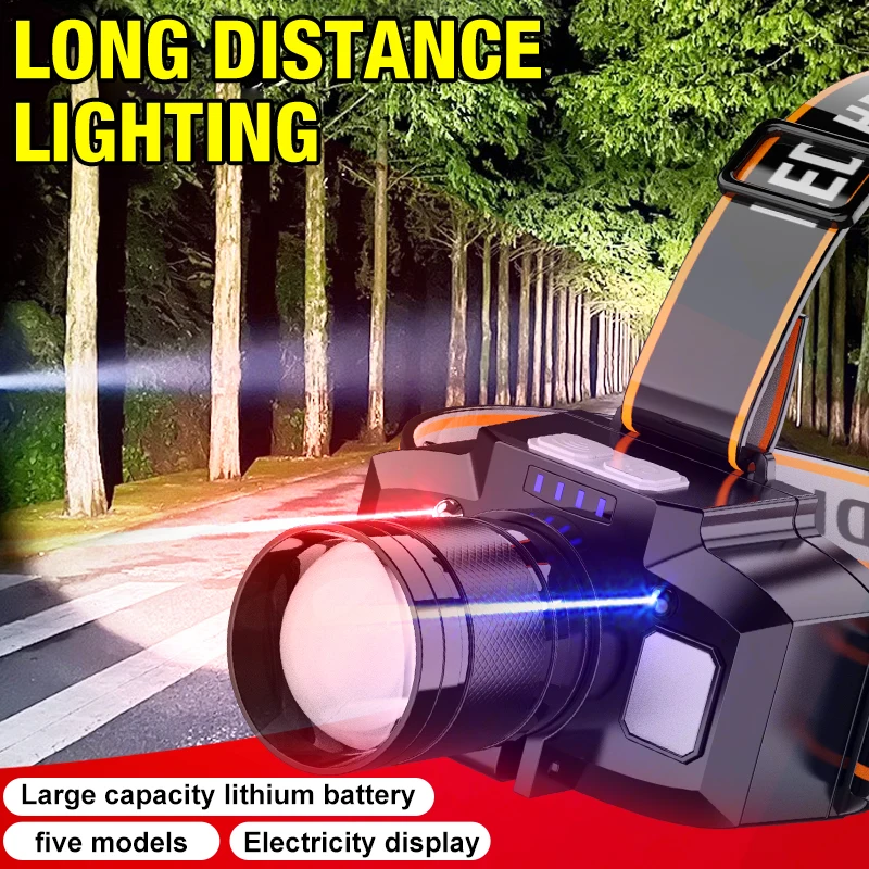 

White laser headlight LED outdoor multifunctional strong light portable night fishing and sea fishing lamp head wearable high br