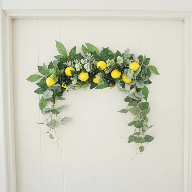 Baby Birth Imitation Lintel Lemon Flower Lemon Wreath Hanging Door Wall Decoration Newborn Photography Props Babies Accessories