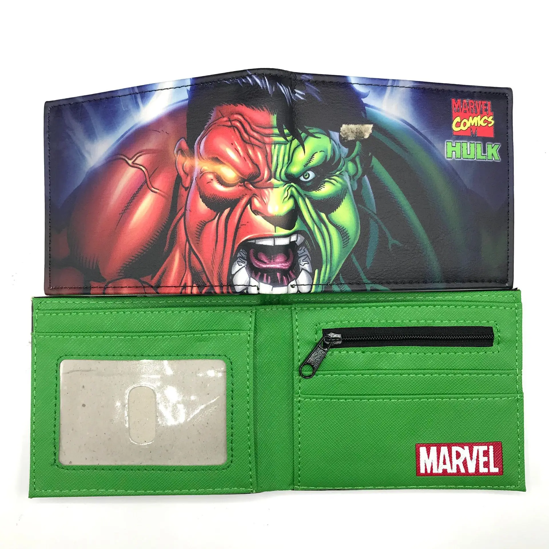 MINISO Disney Marvel Hulk Hulk Men's Student PU Coin Purse Leather Wallet Short Wallet Mens Wallet  Cute Wallet