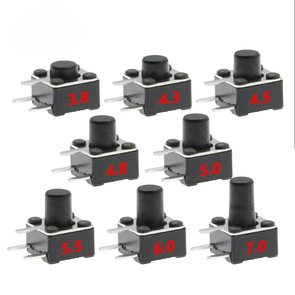 50/100PCS 4.5x4.5mm Panel PCB Momentary Switch Toy switch DIP Side 3pin 4.5x4.5x3.8/4.5/5/6/7/8/9 MM 4.5*4.5*3.8MM 5MM 6MM 7MM