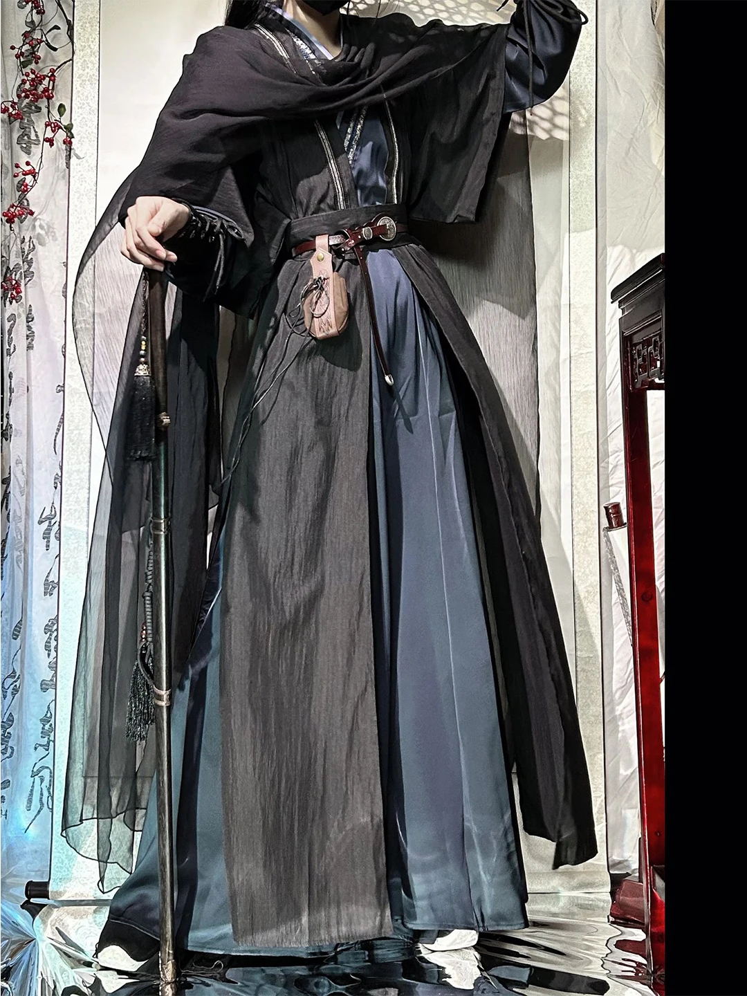 Black Dynamic Cosplay Costume for Teens And Adults Unisex Ancient Chinese Style Hanfu Suitable for Comic Conventions And Parties