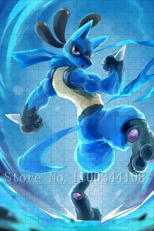 300/500/1000 Pieces Pokemon Eeveelution Wooden Puzzles Lucario Jigsaw Puzzles for Adults Decompressing Game Assemble Toys