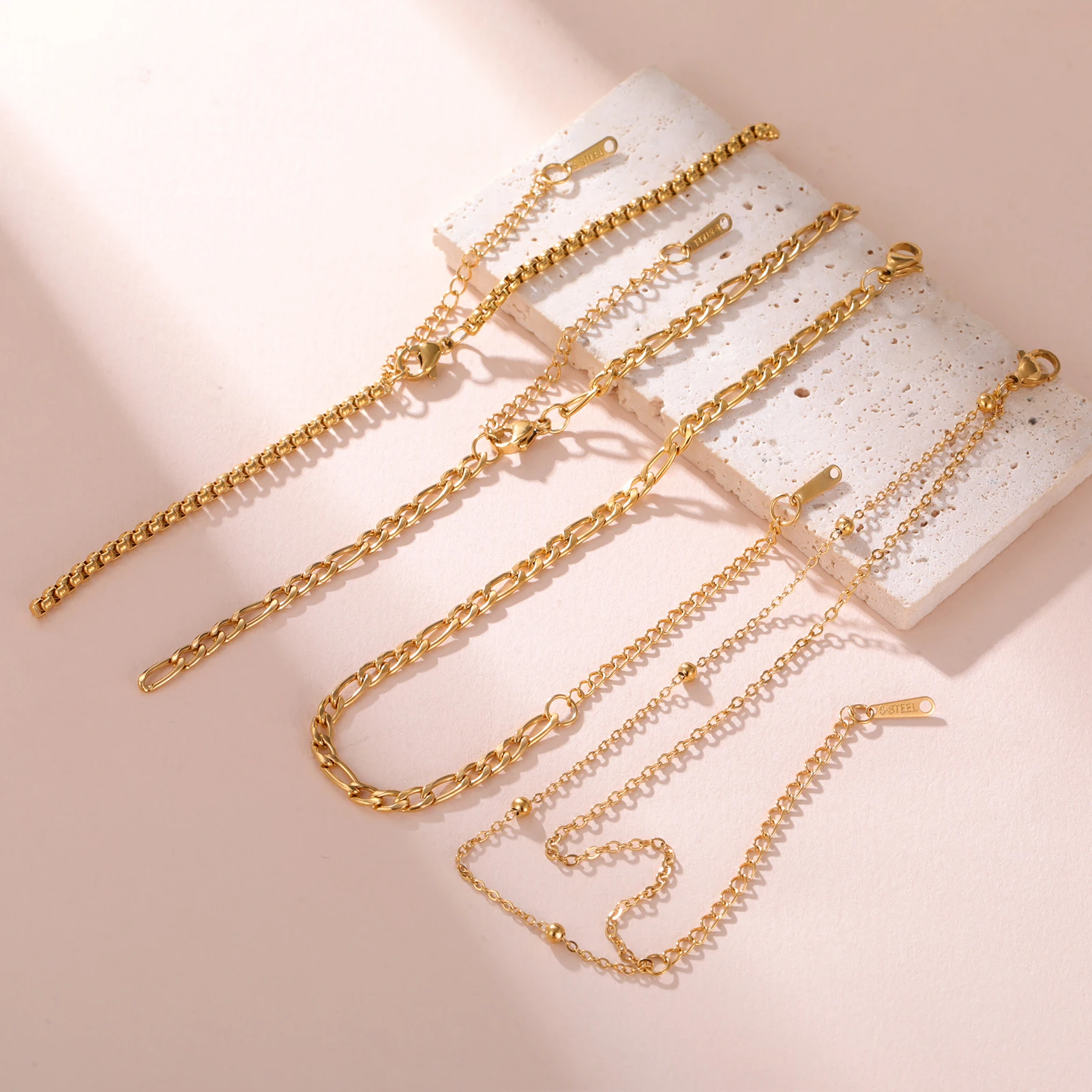 COOLTIME Edelstahl Gliederkette Armband verstellbare Figaro Kette DIY Herstellung Verbinder Armband Schmuck Zubehör – Detail 7