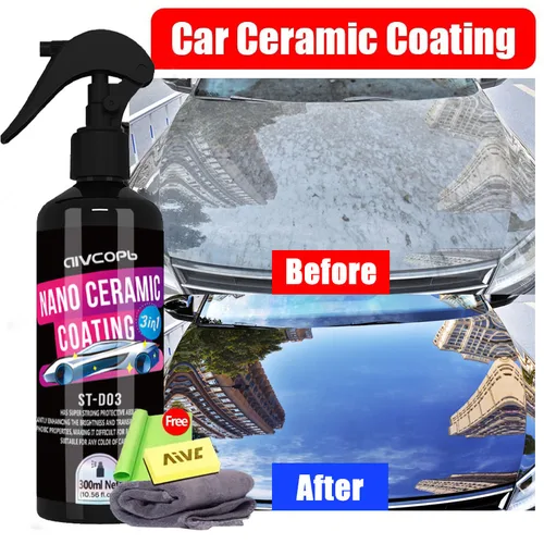 Imagen 1 del producto Revestimiento de cerámica 3 en 1 para coche, capa de cerámica en aerosol, protección hidrofóbica para motocicleta, cuidado de pintura, cera de sellado brillante