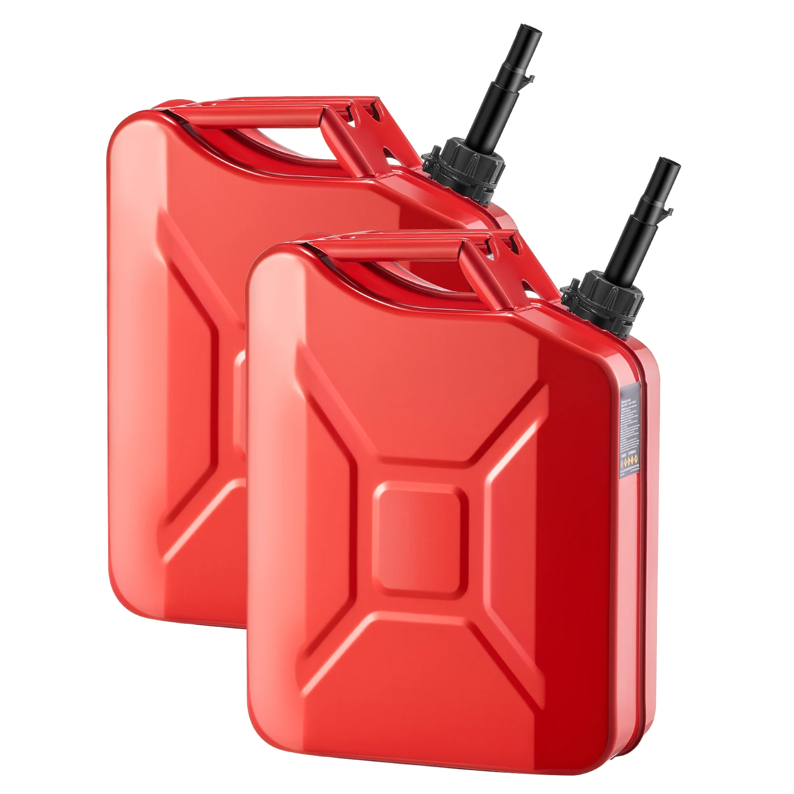 2 Packs Red Metal Fuel Container / Fuel Jerry Can with Spout and Comfort Handle / Leakproof & Corrosion-resistant Metal Gas Tank for Most Cars / Motorcycle /ATV / UTV，5.3 Gallon, 6 L/min Max Flow Rate
