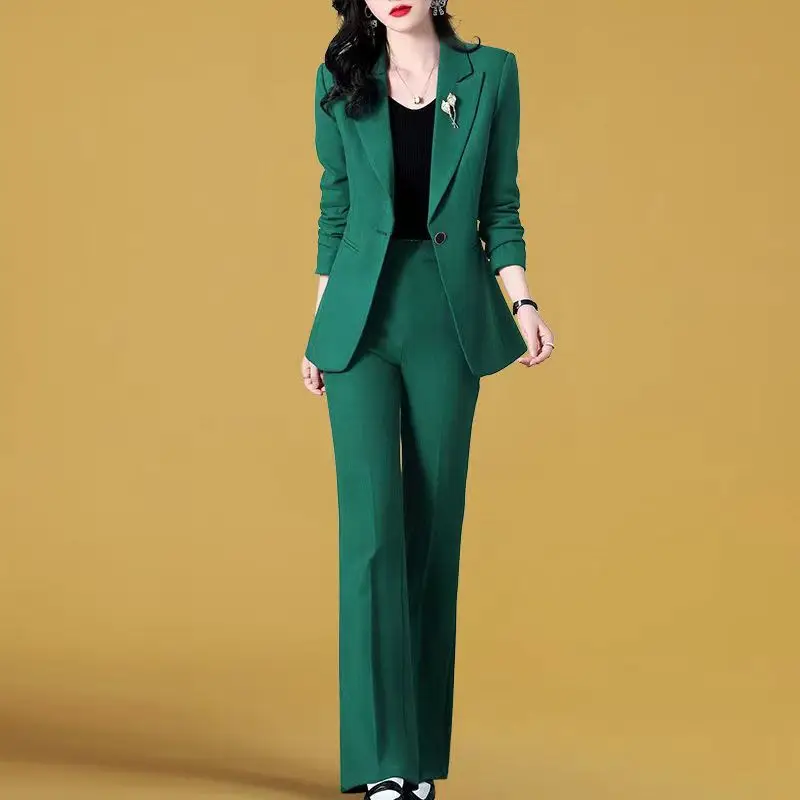 2023 Spring New Thin Jacket Casual Trousers Two-piece Elegant Women Pants Suit Manager Office Outfits Fashion Blazer Pant Style