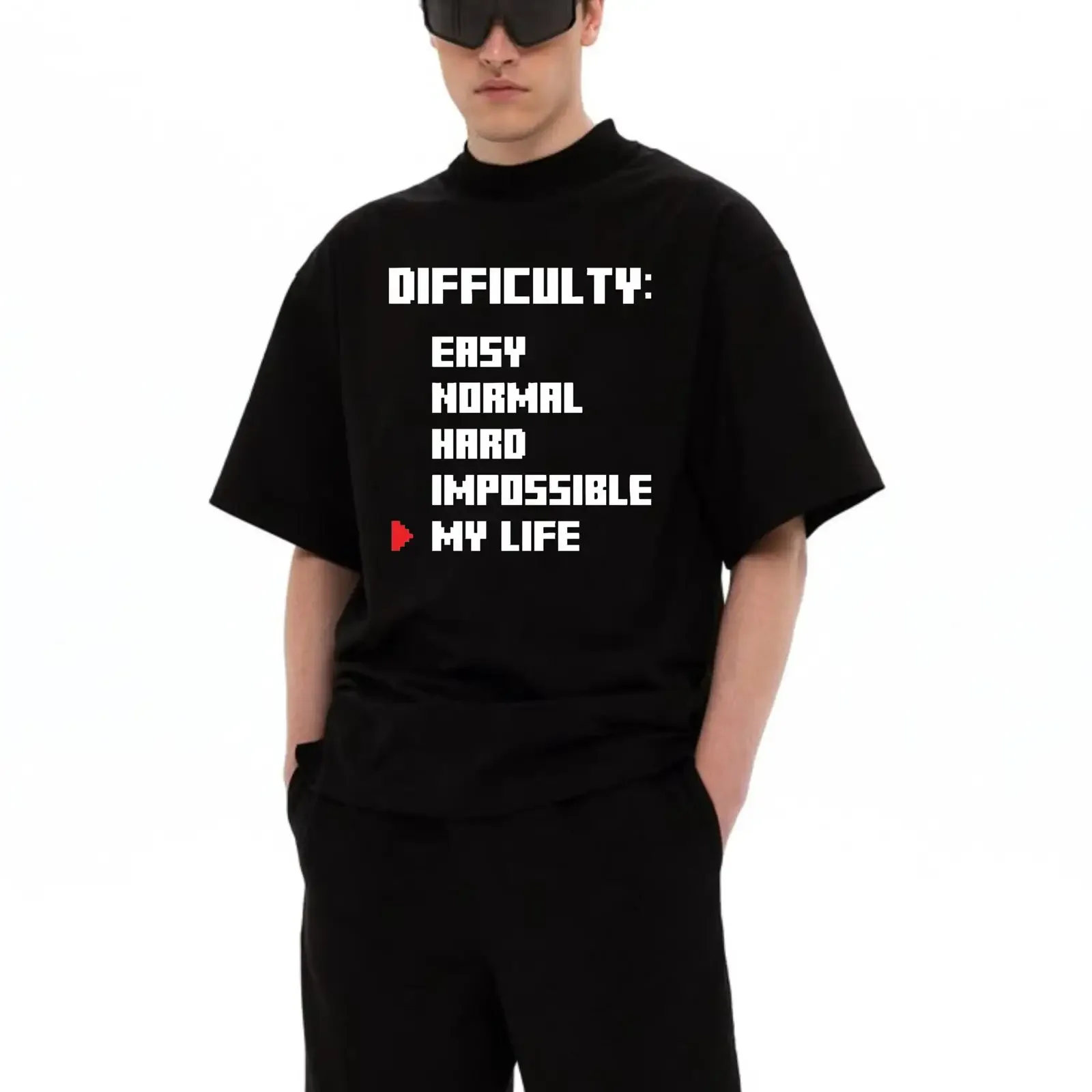 Funny Difficulty Levels T Shirt My Life Option Gaming Humor vintage Washed Slightly designer clothes graphic Breathable Casual