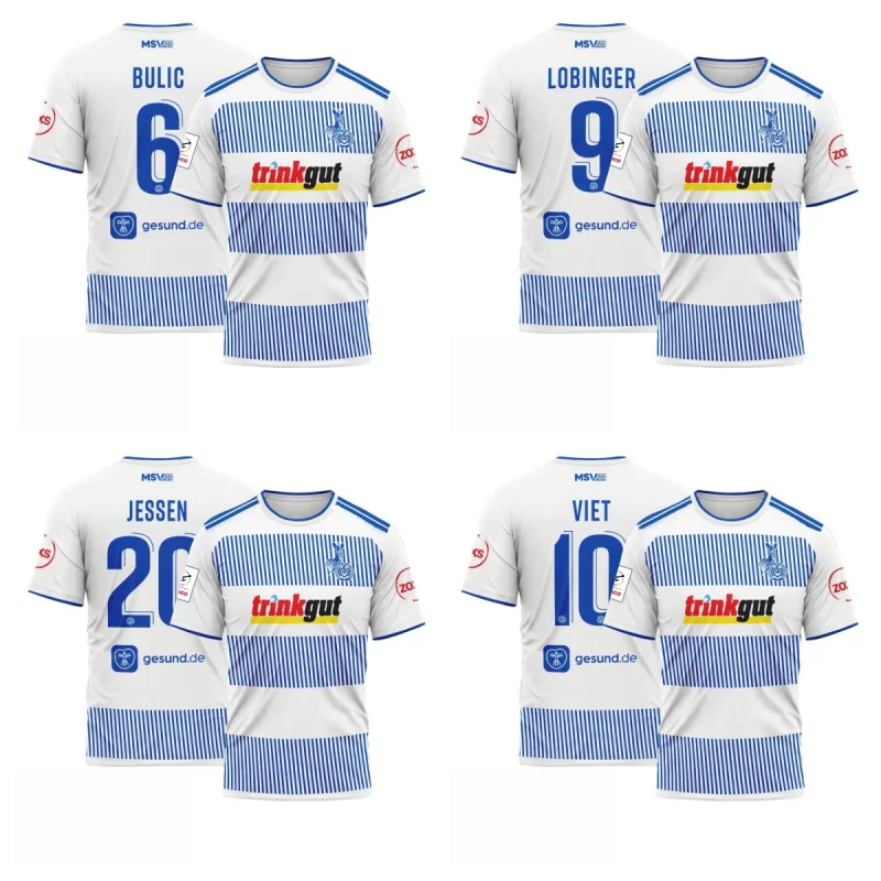 26-27 Neues MSV Duisburg Herren-Fußballtrikot, 3D-Druck, Y2K, schnelltrocknendes Freizeit-T-Shirt, geeignet als Trainingsbekleidung, passend für die ganze Familie