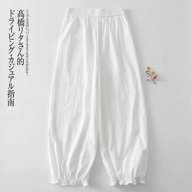 

Cargo Pants for Women Japanese Style Age Reduction Artistic Lantern Pants 2026 Summer Thin Elastic Waisted Loose Harem Trousers