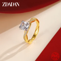 Anello in argento Sterling 925 zdhan AAA con zirconi cubici bianchi per regalo di festa di gioielli da sposa da donna
