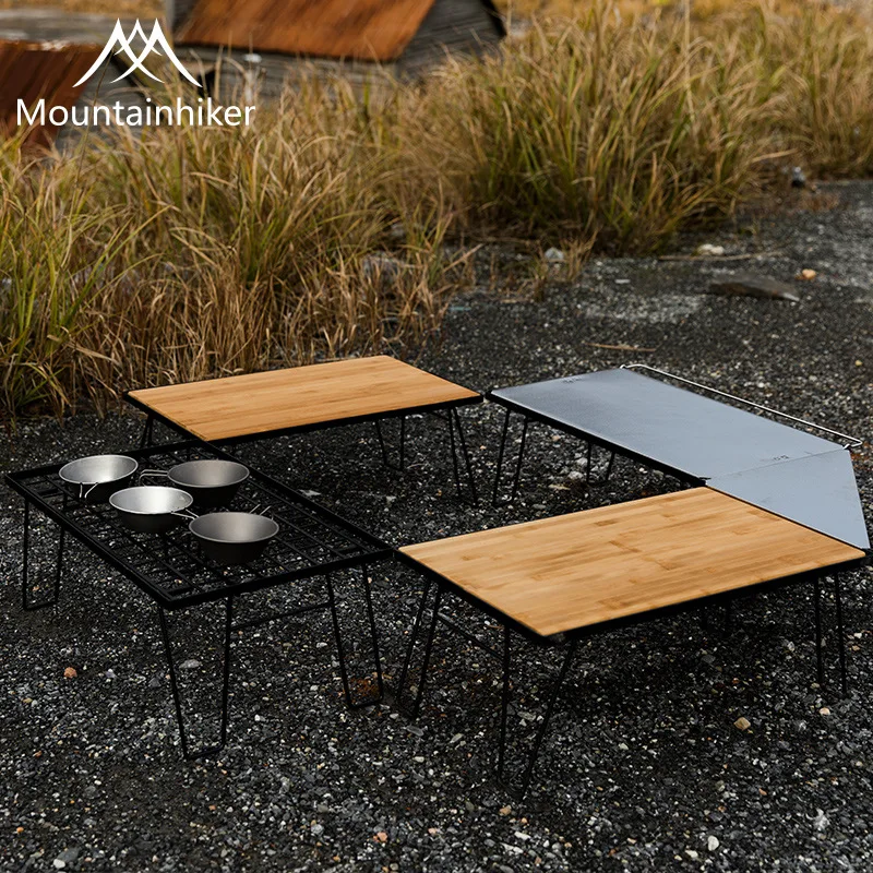 Outdoor Portable Steel Mesh Table Light Easy To Carry Camping Picnic Collapsible Multi-functional Barbecue Picnic Table