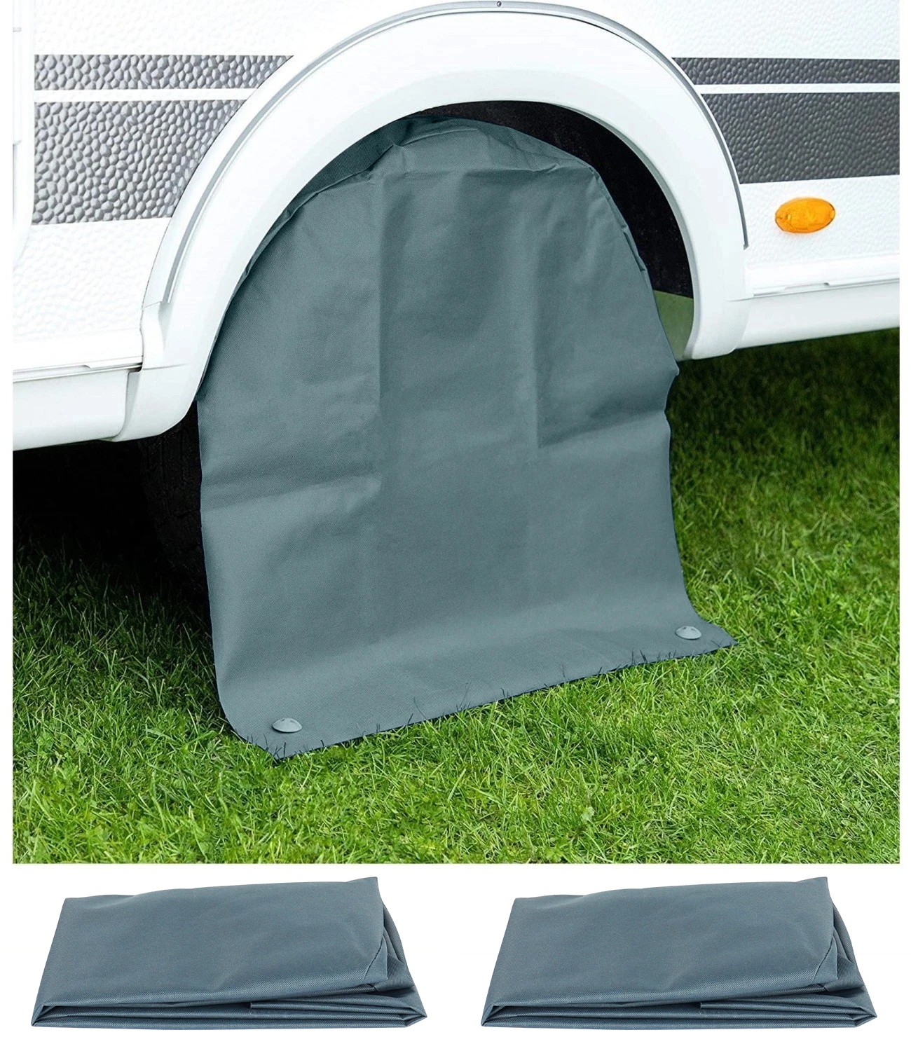 

2Pcs Caravan Camping Wheel Cover For Truck Motorhome Trailer RV Wheel Cover Tire Cover Grey Wheels Bag Accessories 65/78cm L/XL