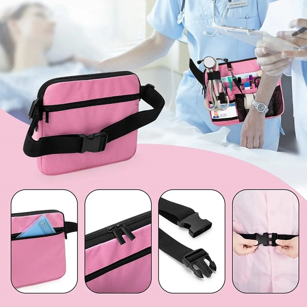 Multi Compartimento Fanny Pack para Enfermeira, Portátil, Cintura Ajustável, Bolsa Organizadora de Enfermagem, Anti-Slide, Fita destacável