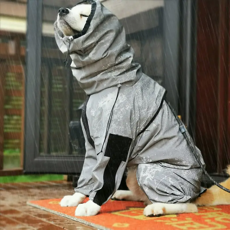 犬用レインコート高級デザイナー全身反射犬防水コートオーバーオール小中大犬屋外ペット製品