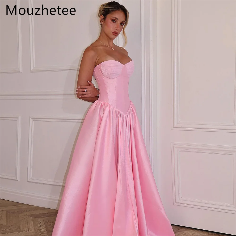 

Mouzhetee Elegant Satin Sleeveless Evening Dresses Mermaid Formal Party Gowns for Women Pink Simple Prom Gown Customized 2026