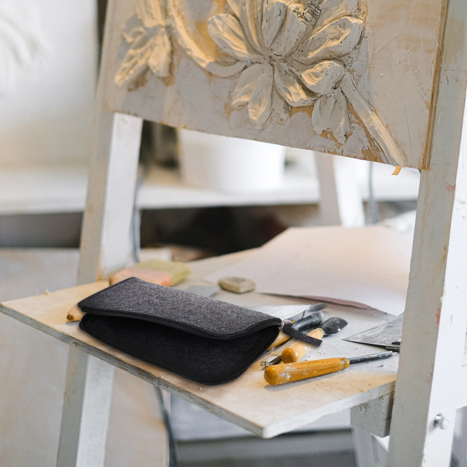 

Tool Bag Heavy Duty Canvas Storage For Clay Tools Organizer Pouch Multi-Function Utility Zipper Felt Construction Organizer