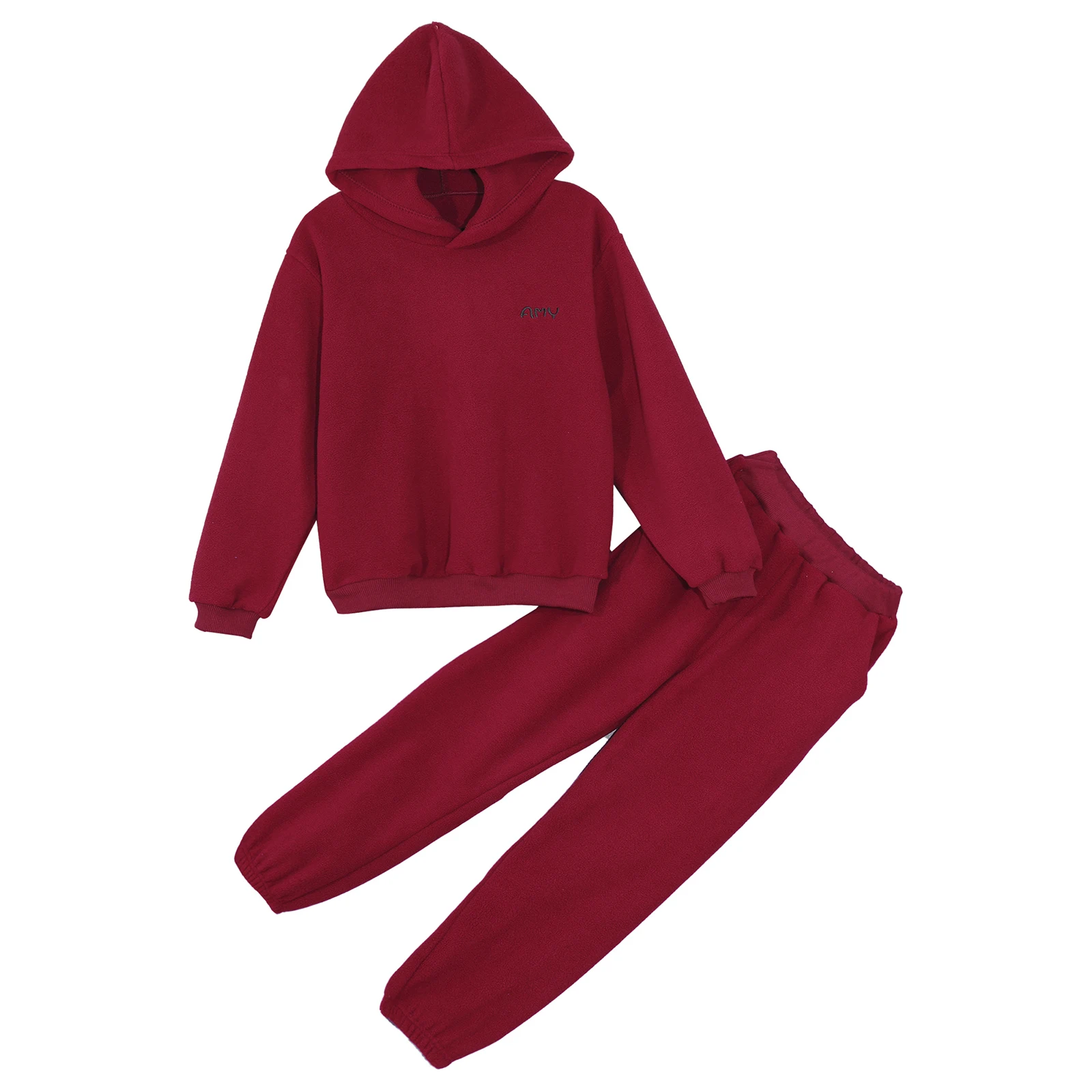 

Kids Boys Girls Clothing Set Fleece Long Sleeve Hooded Pullover Top+Long Pants Tracksuit Autumn Children Casual Sport Outfits