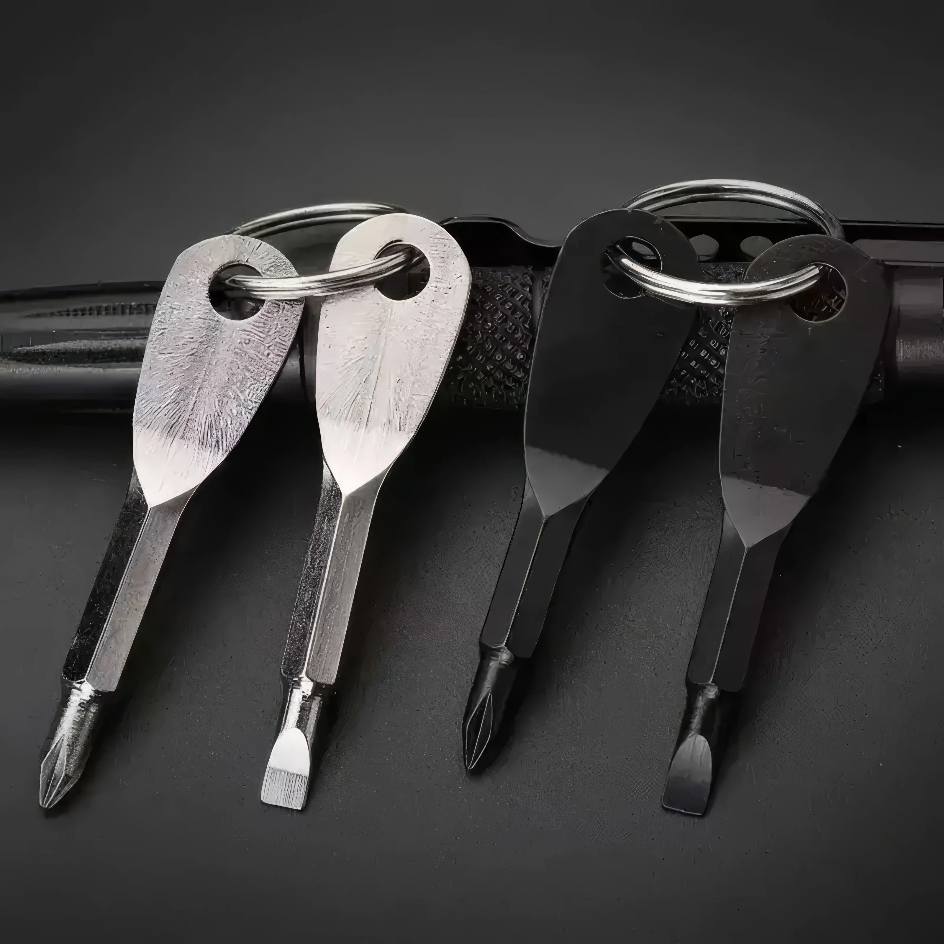 2 Keychain Screwdrivers in Black/silver, Portable Keychain Repair Tool, Suitable for Outdoor Camping Accessories - Detail 1