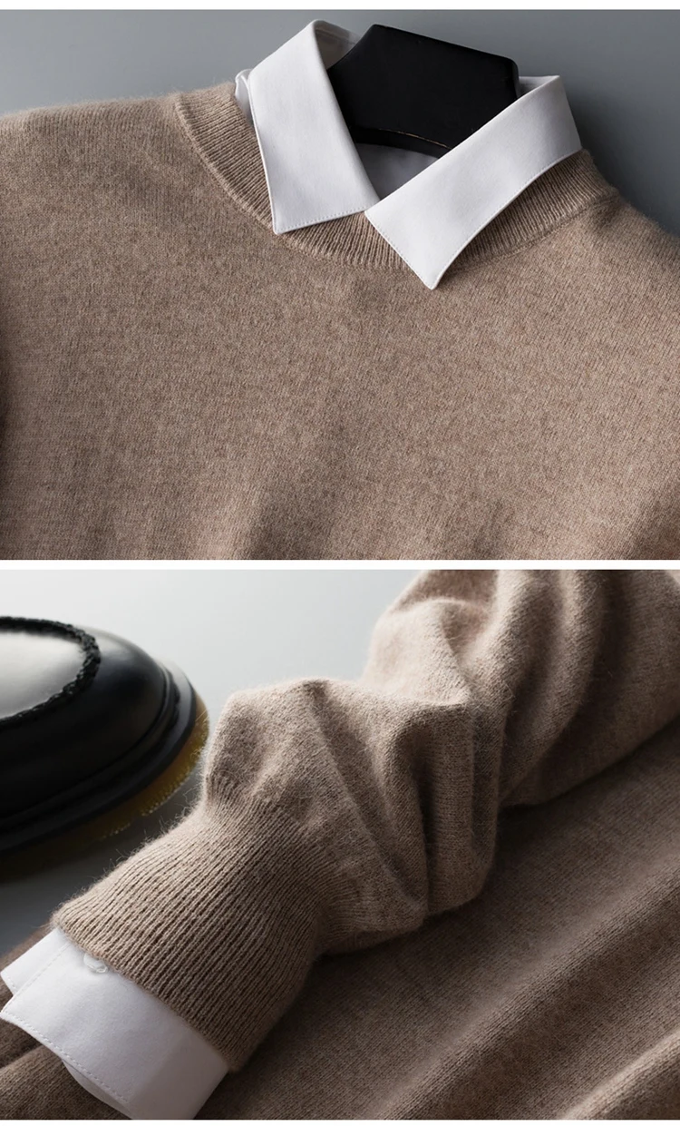 Kaschmir-Baumwollpullover für Herren, 2024, Herbst-Winter-Jersey, Pullover, Robe, hombre, Pull-Homme, Hiver-Pullover, Herren, O-Ausschnitt, gestrickte Pullover – Detail 4