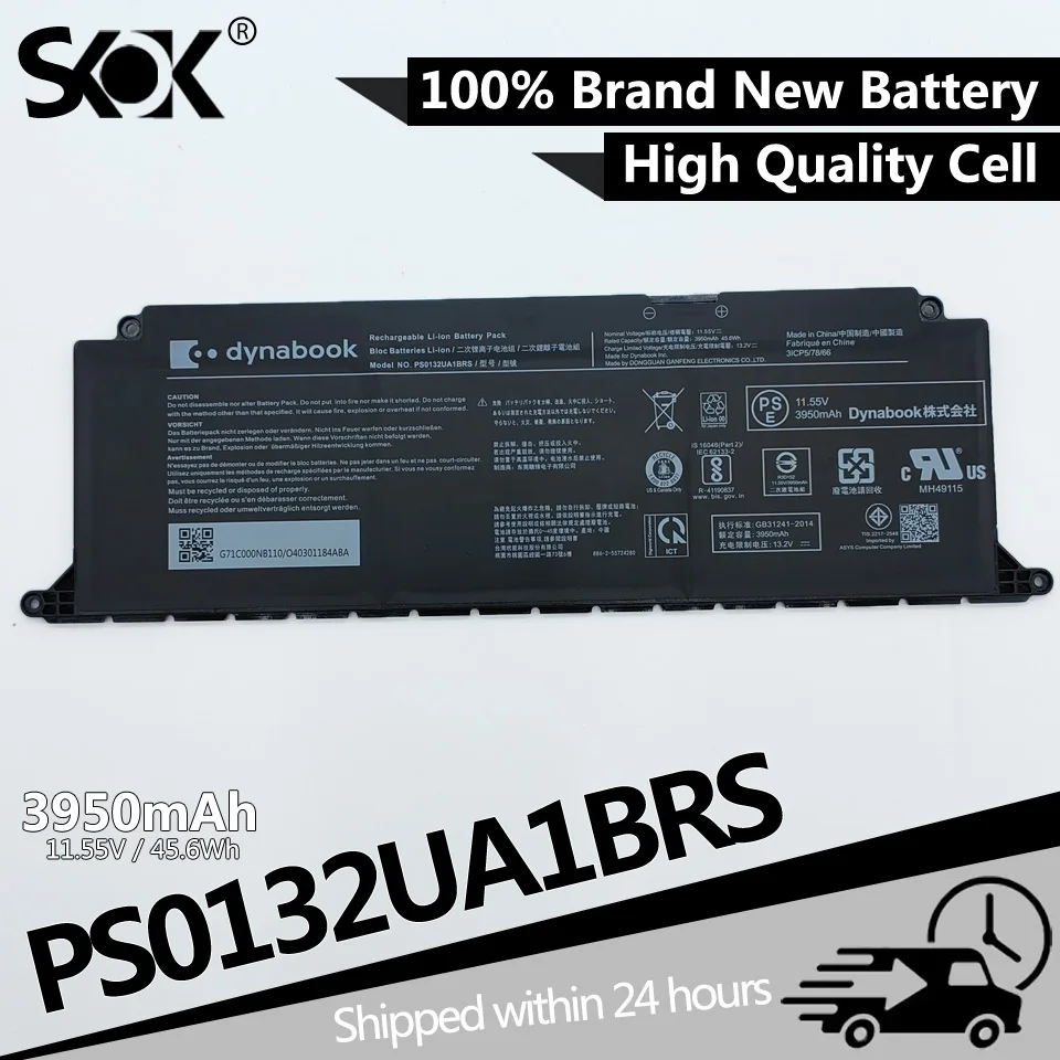 New PS0132UA1BRS Battery For TOSHIBA dynabook PS0132UA1BRS notebook battery 3950mAh 45.6Wh 11.55V