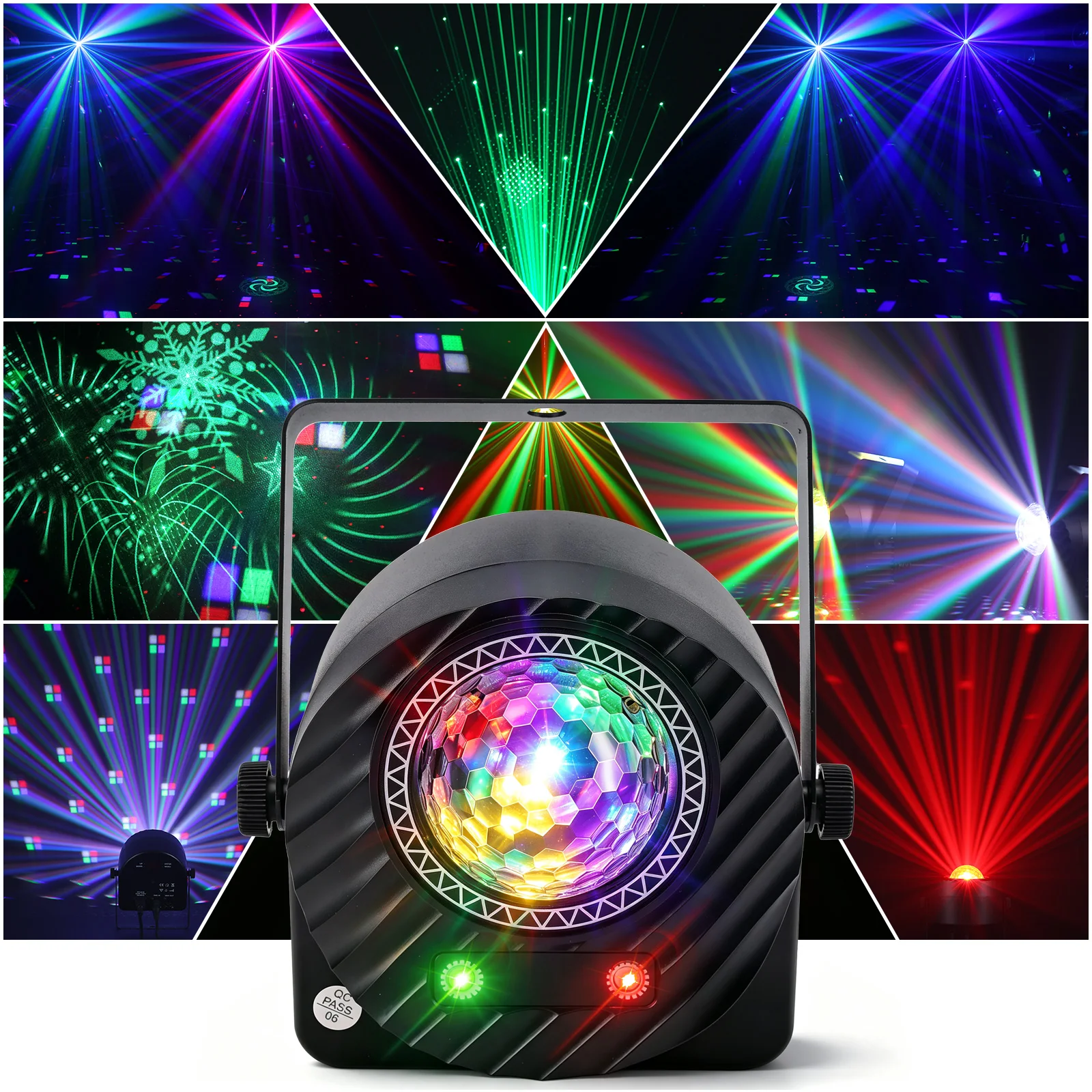 4in1 Party Lights DJ Disco Ball Light Pattern Projector Sound Activated Dance Birthday Bar Karaoke Christmas Wedding Decoration