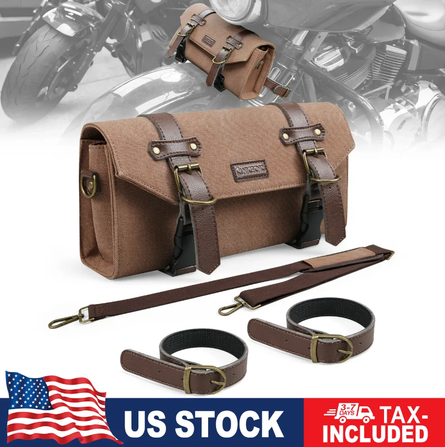 

Сумка для мотоцикла NICECNC, универсальная холщовая сумка для инструментов, крепление на переднюю вилку или спинку сиденья, для Dyna, Softail, Sportster