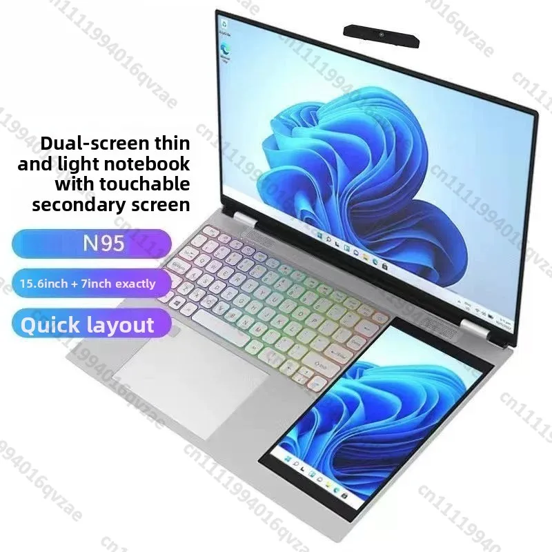 15.6 Inch + 7 Inch Dual-screen Touchscreen Laptop Thin Office Design Game Book