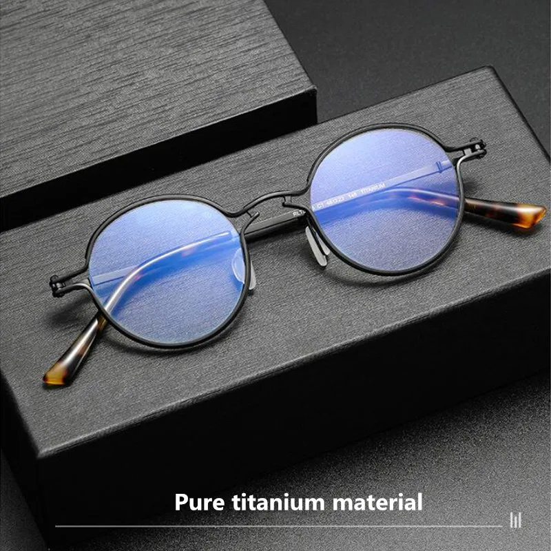 تاغ حزقيا إطار نظارات دائرية الرجال الرجعية مصمم التيتانيوم النظارات خمر العلامة التجارية الفاخرة نظارات الموضة النساء مشهد