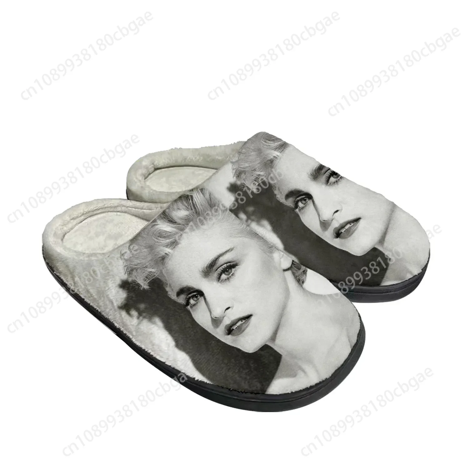 Madonna pop rock singer disco Home Cotton Custom Slippers Mens Womens Sandals Plush Bedroom Keep Warm Shoe Thermal Slipper Black