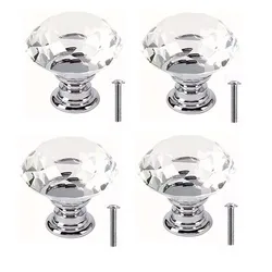 4 Pz/set 30mm Forma di Diamante Design Manopole di Vetro di Cristallo Armadio Cassetto Pull Porta Dell'armadio Da Cucina Guardaroba Maniglie Hardware