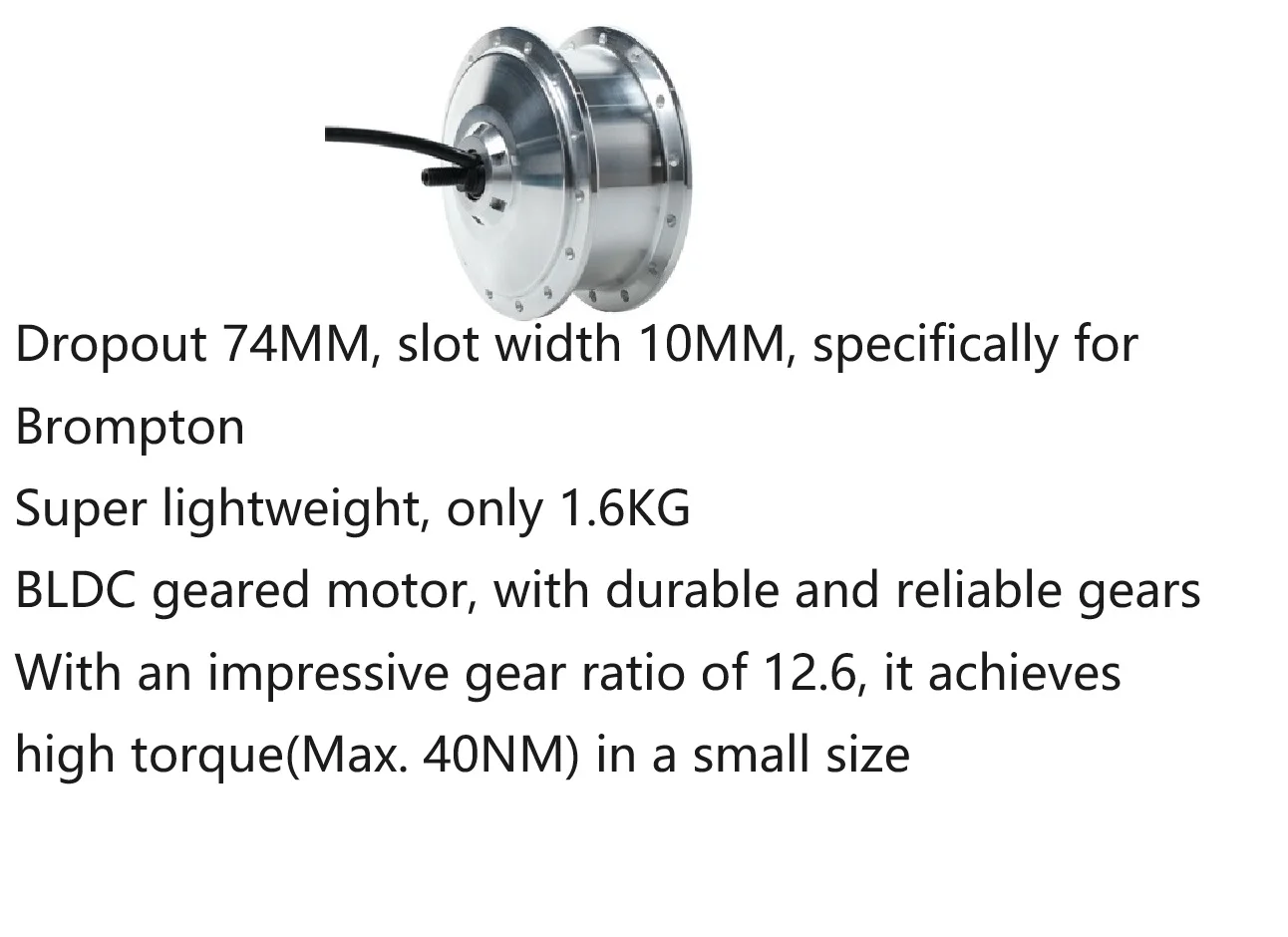 Suitable for Electric Brompton Bike Ebike 36V 250W  74mm Motor Front Gear Hub Motor 28Holes High Speed Motor