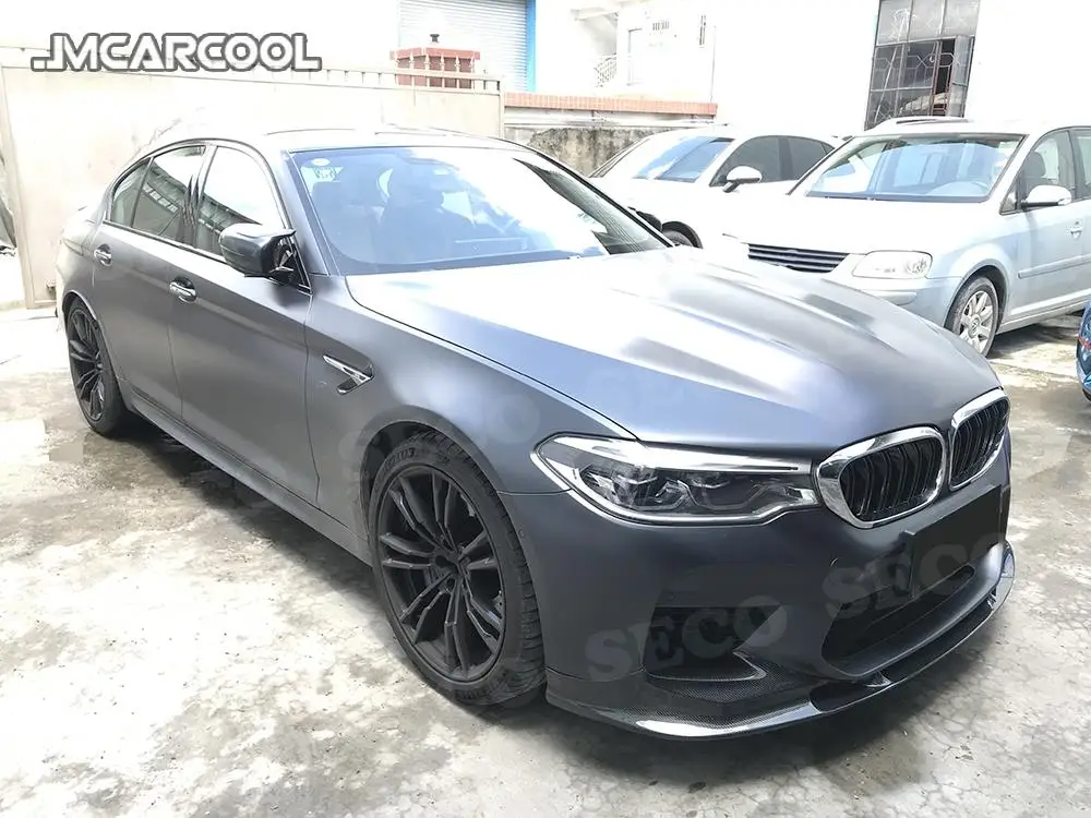 JMCARCOOL ألياف الكربون الجافة الجبهة حافة مصد السيارة سبويلر الخائن لسيارات BMW 5 Series F90 M5 المصد الأصلي 2018 2019