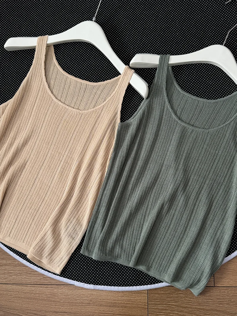 

Cashmere + Silk Vest Shorts Set Two-Piece Summer Casual High-Quality Women'S Knitwear