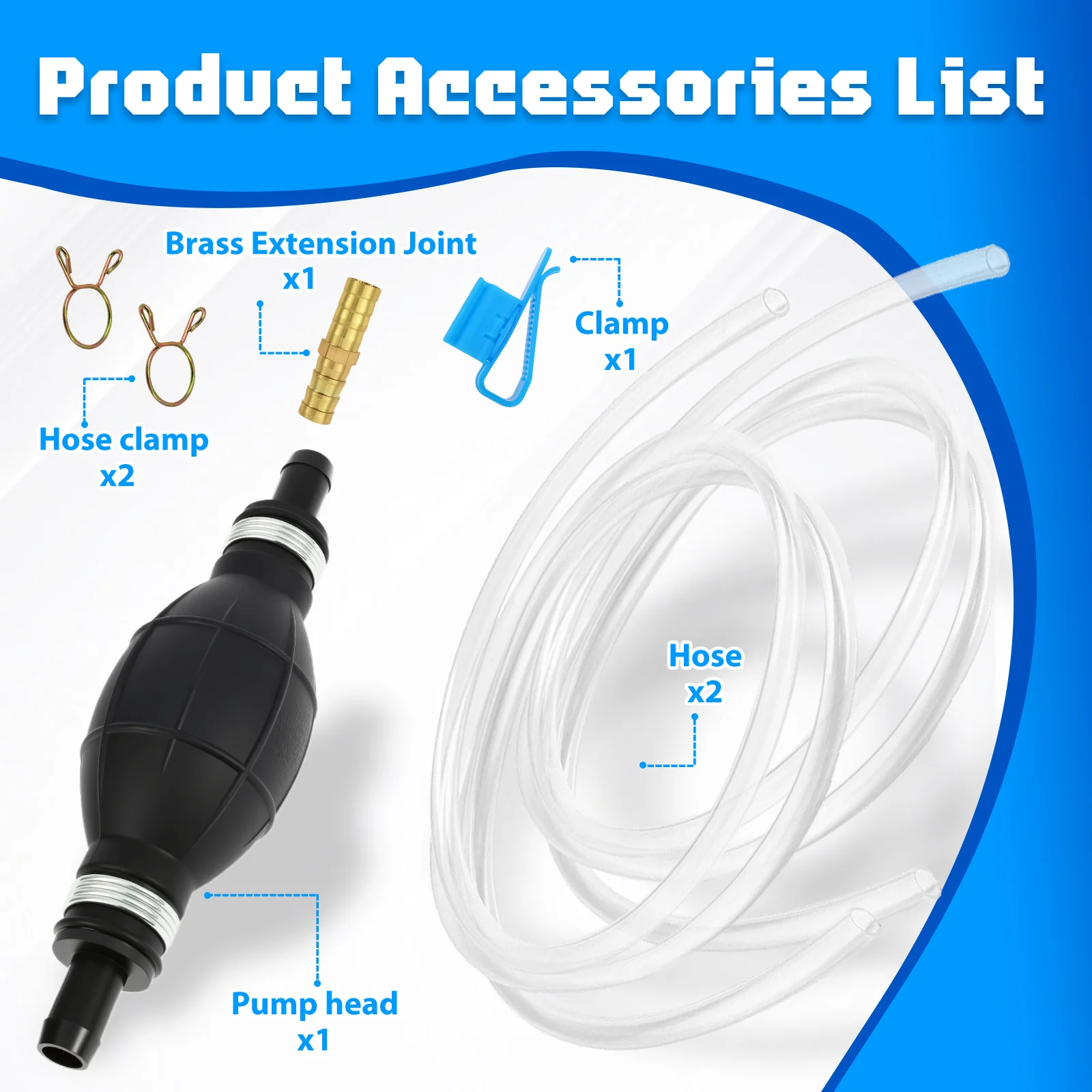 مضخة الوقود اليدوية سيارة الغاز النفط سيفون مجموعة مضخة نقل مع خرطوم 1.5 متر داخل/خارج لضبط البنزين السائل نقل الوقود الديزل #3