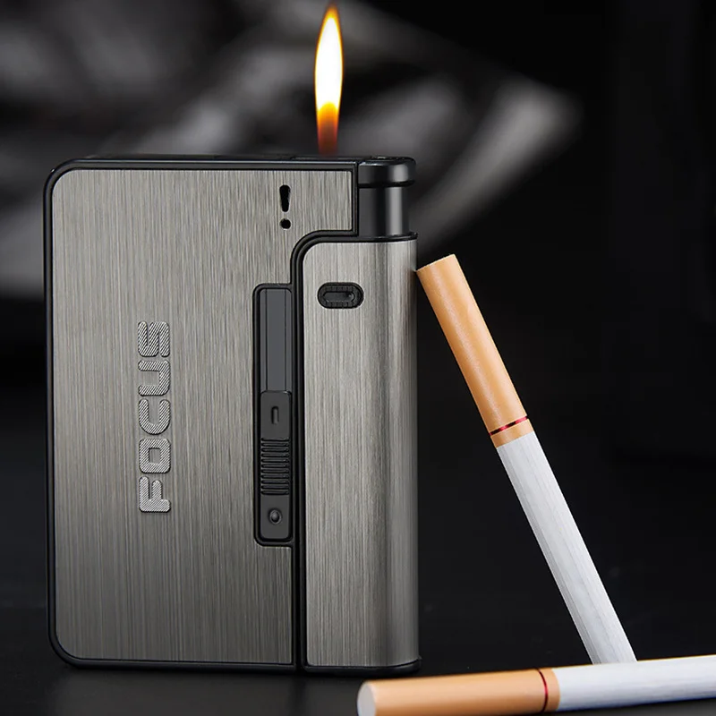 Portable Automatic Cigarette Case Metal Cigarette Holder Box for 8pcs King Size Cigarette,Lighter Not Included,Gift for Men Dad