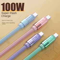 Color 100W flash charging liquid soft rubber data cable suitable for Apple TYPE-C fast charging car charging cable wholesale