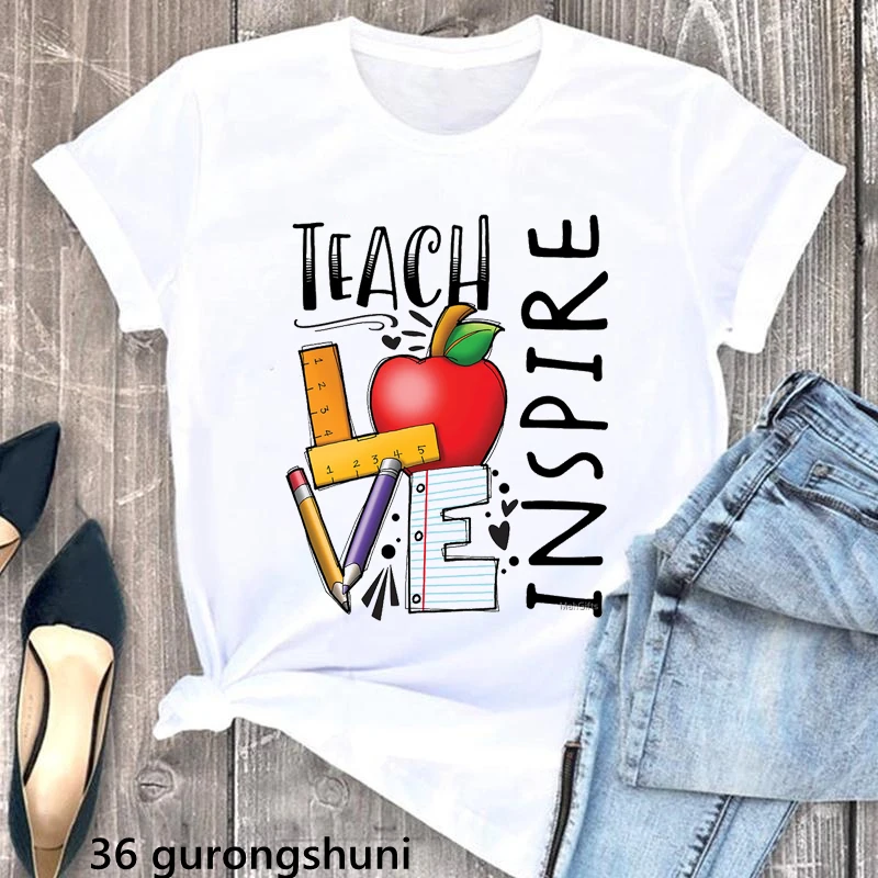 

Golden Teacher Letter Print Tshirt Women Funny Flowers T-Shirt Femme Teacher Life T Shirt Female Summer Fashion Tops Tee Shirt