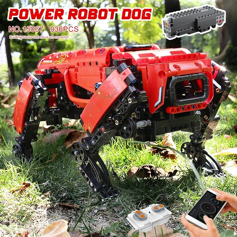 Blocos de construção RC Robot Dog, Brinquedos técnicos do robô, Boston Dynamics, Big Alpha Dog Model, Bricks Gifts, 15066, 936pcs