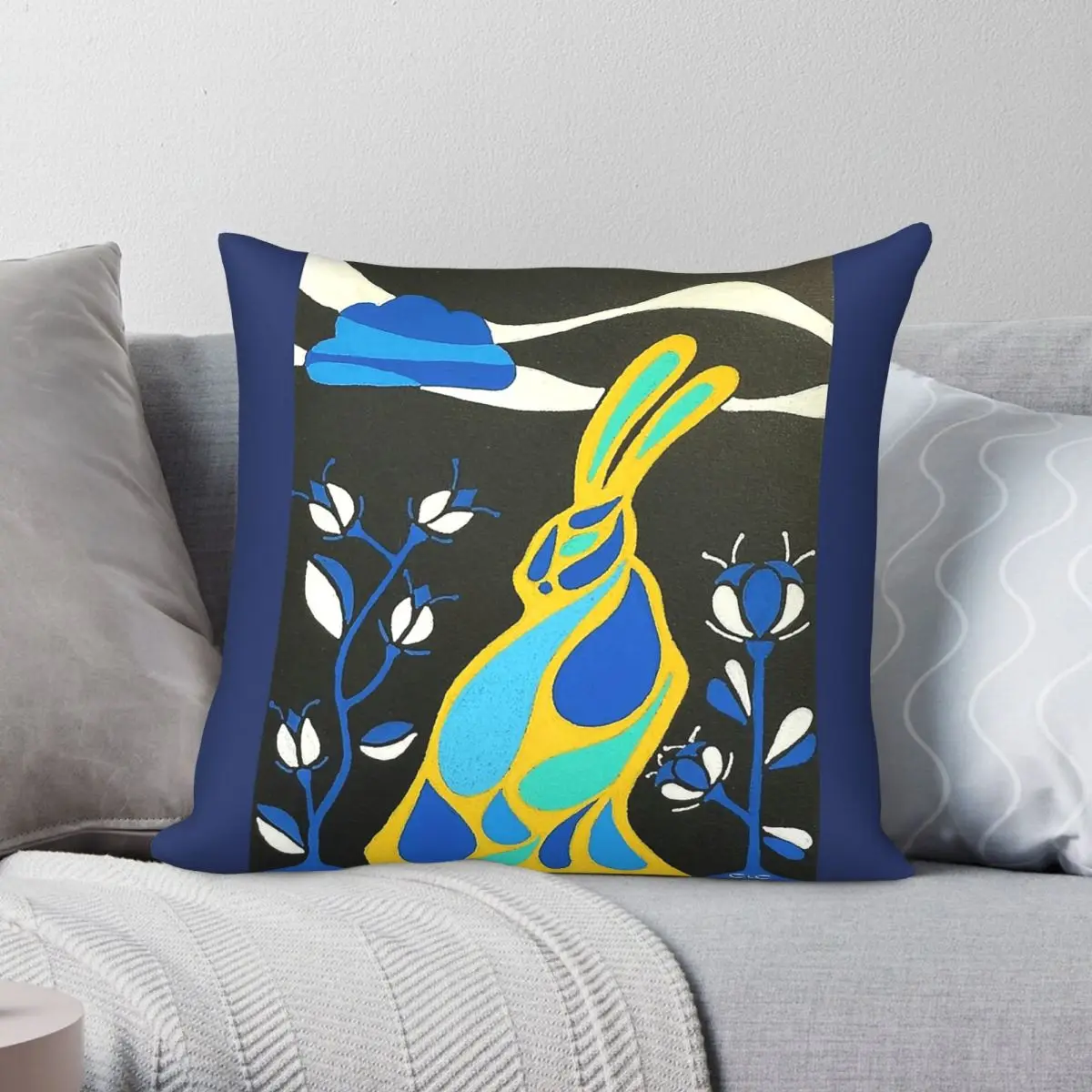 The Linkoping Hare Square Pillowcase Polyester Linen Velvet Creative Decorative Pillow Case Home Cushion Cover Wholesale 45x45
