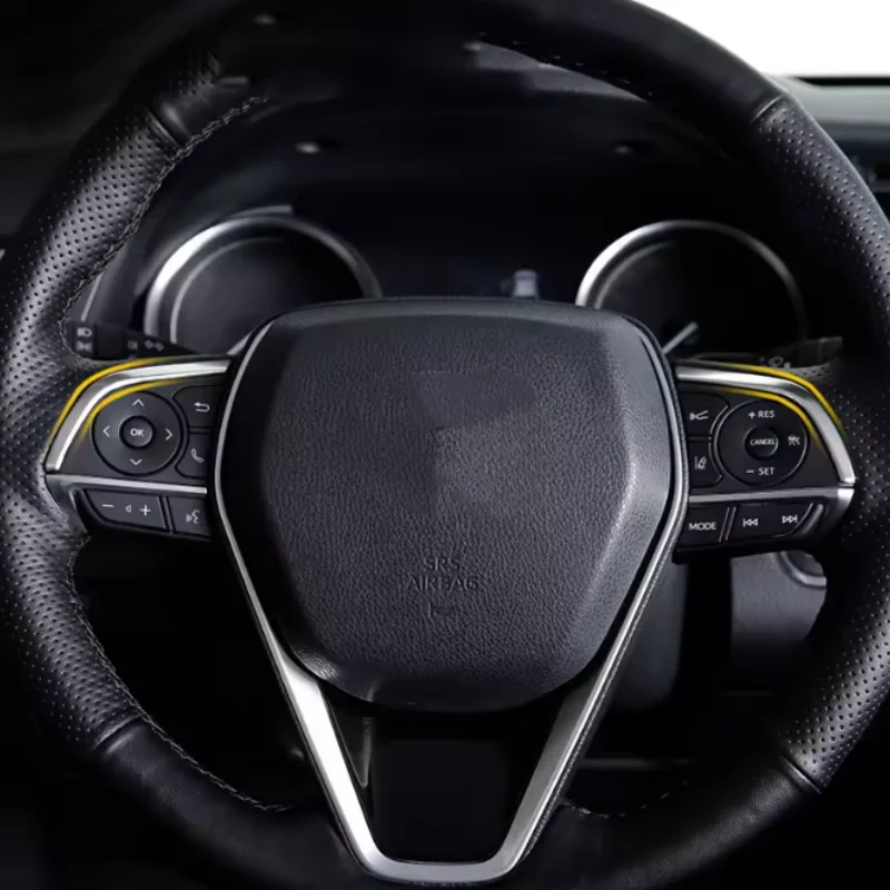 Stainless Car Steering Wheel Decor Sticker Trim Strip Interior Accessorie For Toyota Camry XV70 70 2018 2019 2020 2021 2022 2023