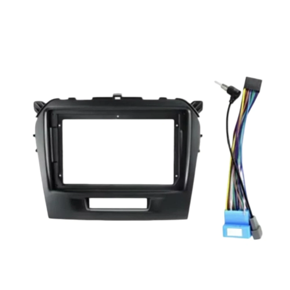 2 DIN Panel 9-inch Fascia Kit 2 DIN Mounting Frame Non-deforming Tight Integrated Fit Dedicated Power Cable Harness
