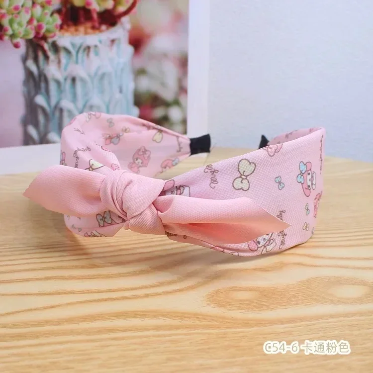 Sanrio Girls Hair Bands Anime Kawaii Korean Version Sweet Bow Tie Hair My Melody Cinnamoroll Hoop Hair Accessories Kids Toy Gift