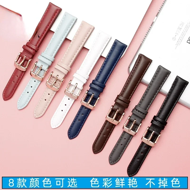 Women's Genuine Leather WatchBands for Casio Fossil Watch Band Folli Follie First Layer Leather Watch Strap 12mm 14mm 16mm image 3